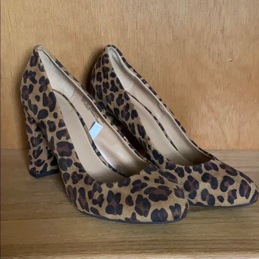Merona cheetah block heels
